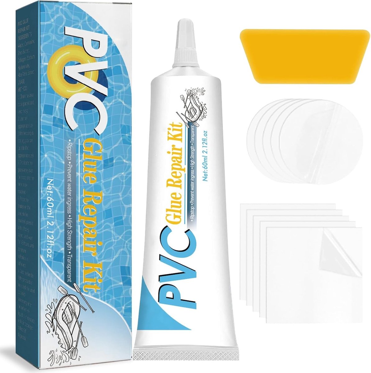 Swimming Pool Reparatieset voor PVC, Waterdichte Herstelset voor Airmatrassen en Tuin Sauna's, UV- en Zoutwaterbestendig