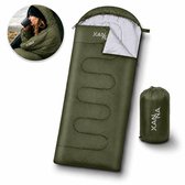 Xanna® Slaapzak - Inclusief Hoes en Kussen - 3-4 Seizoenen - Dekenmodel Slaapzak - Geschikt voor Volwassen en Kinderen - (Groen 220cm)