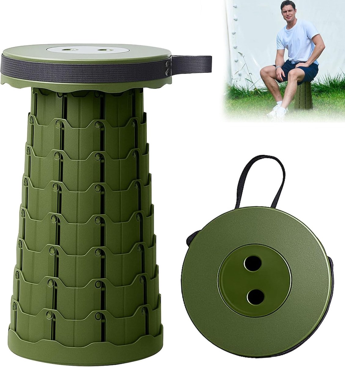 Opvouwbare Telescopische Voetenbank voor Buiten, Camping en Balkon - Draagbare Mini Stoel met Opbergtas voor Tuin en Vissen