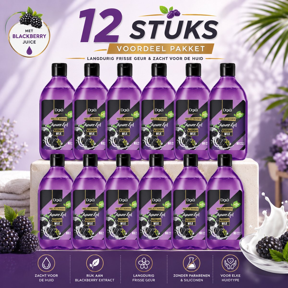 12x Doxa Relax Serie Douchegel 400ml - Braammelk