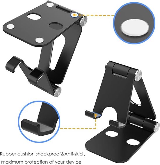 Mobiele telefoonhouder, opvouwbare mobiele telefoon desktop houder, draagbare opvouwbare universele aluminiumlegering mobiele telefoonhouder — afbeelding 4