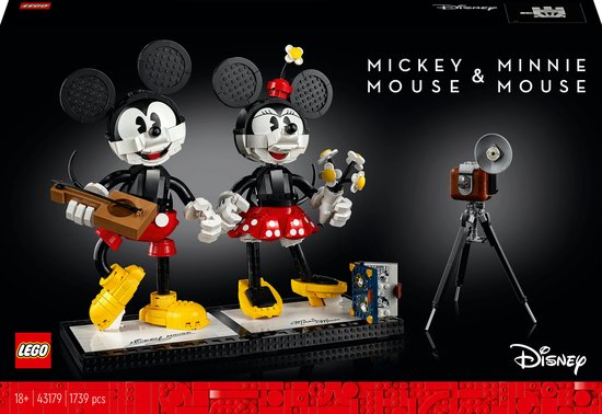 LEGO® ǀ Disney Mickey Mouse & Minnie Mouse personages om zelf te bouwen (43179) klassieke Mickey Mouse bouwset voor volwassenen om te verzamelen, geweldig doe-het-zelfproject of creatief cadeau voor retro Minnie Mouse fans (1739 onderdelen)