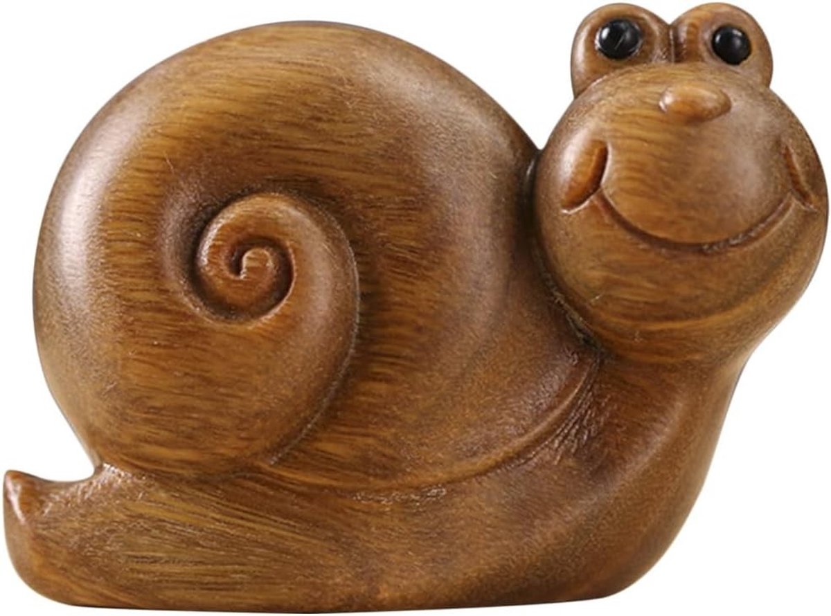 Houten Slak Beeldje voor Micro Landschap Decoratie - Dieren Sculptuur en Buiten Decoratie met Ambachtelijke Slakken Craft