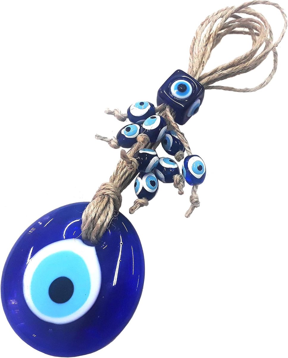 Wanddecoratie - 18 cm - Glas - Handgemaakt - Blauw