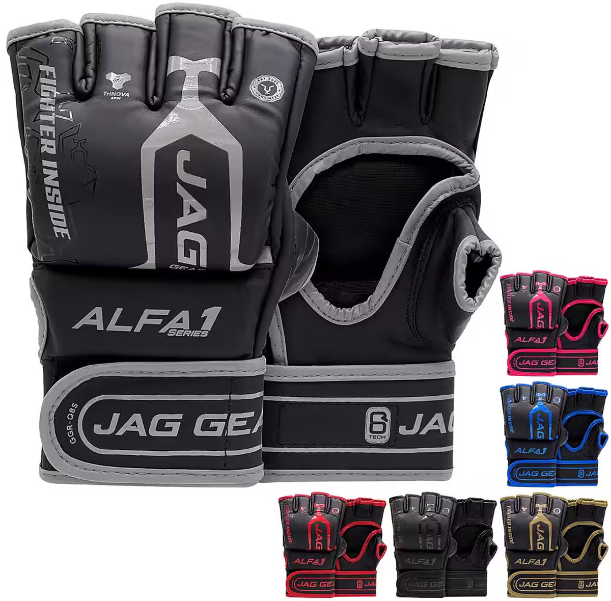 JAG Gears - ALFA - Bokshandschoenen - MMA-handschoenen - Trainingshandschoenen - Vechtsporthandschoenen - Boksen - Zilver - Mat - Maat - S