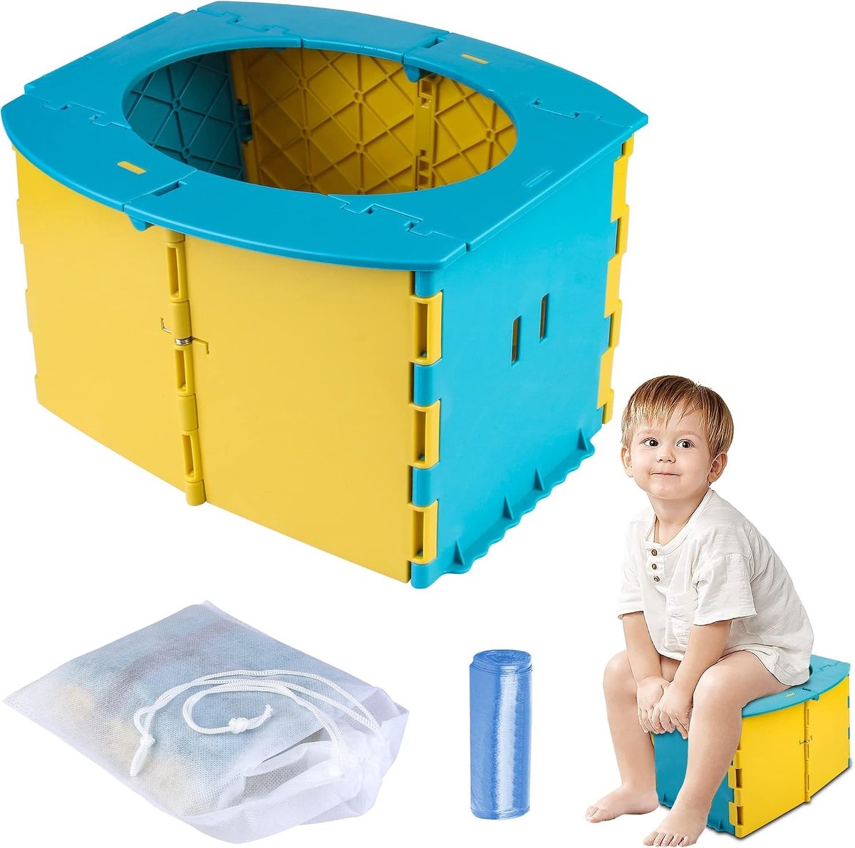 Vouwbare toiletbril voor kinderen: ideaal voor reizen, kamperen en onderweg met handige opbergzakken