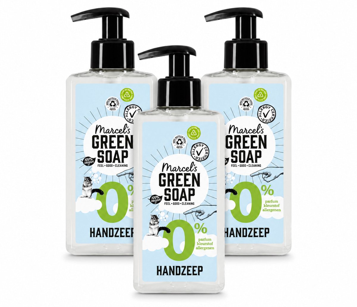 3 x Marcel's Green Soap - Handzeep 0% - Zachte verzorging - 250 ml - Voordeelverpakking - 3 stuks