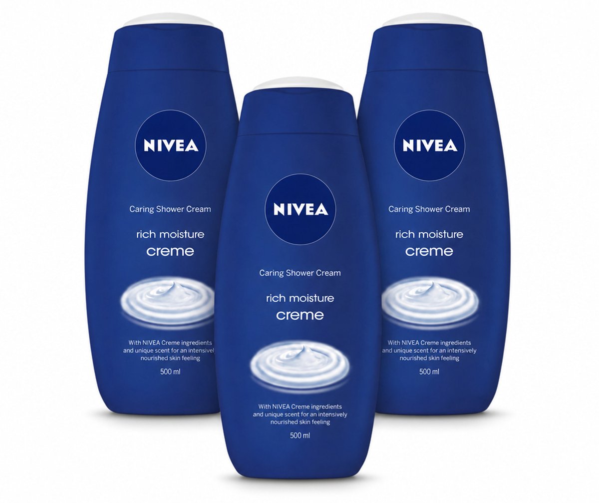 3 x NIVEA - Douchecrème - Rijke Hydratatie - Voedend Huidgevoel - 500 ml - Bulkverpakking - 3 stuks