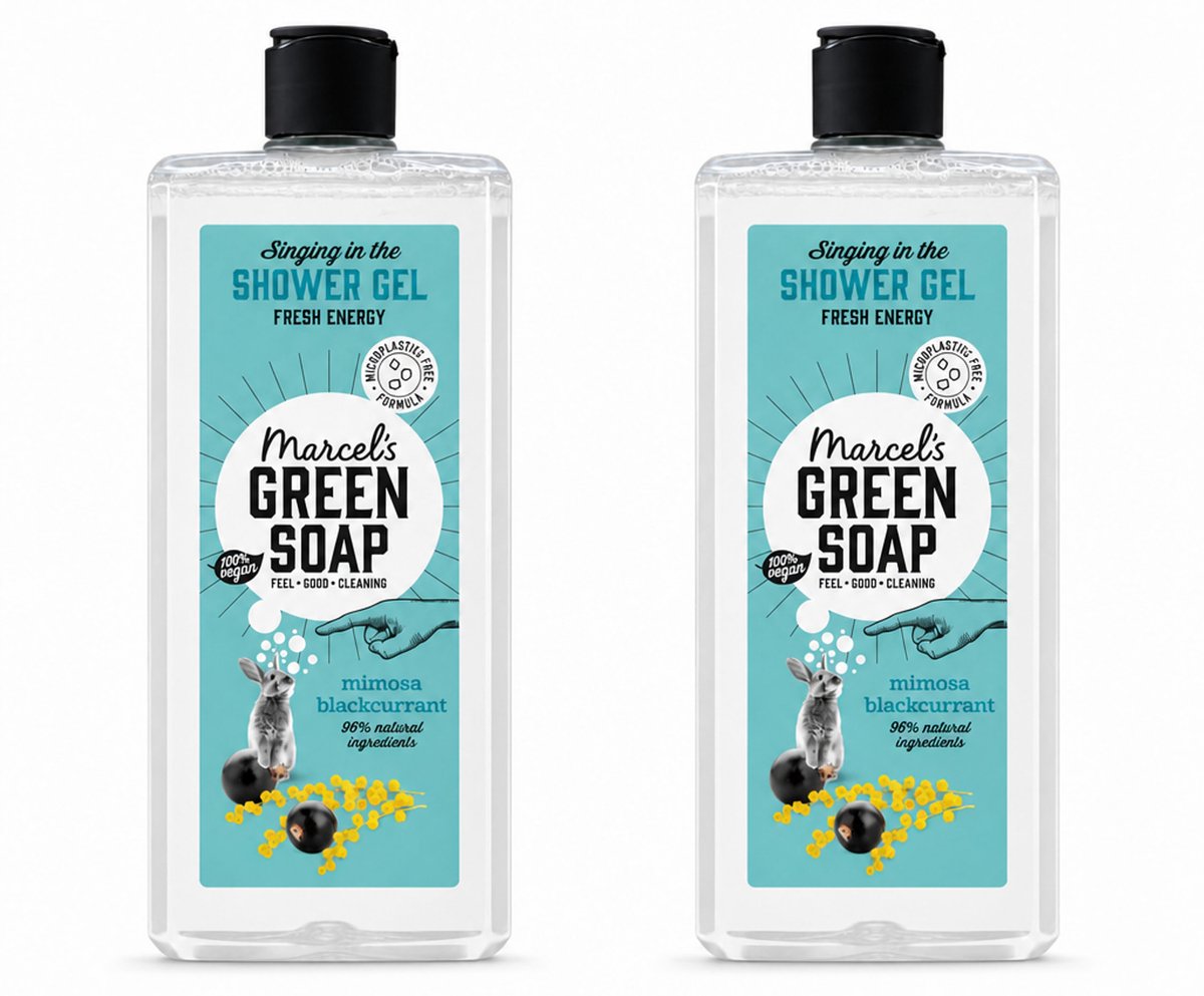 2 x Marcel's Green Soap - Douchegel - Mimosa & Zwarte Bes - Verzorgend & zacht - 300 ml - Voordeelverpakking - 2 stuks