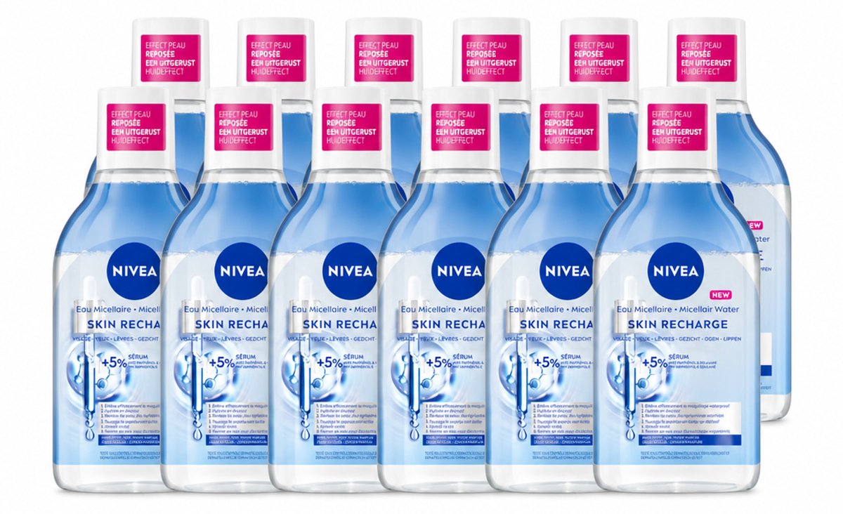 12 x NIVEA - Micellair Water - Serum Verrijkt Opladend - Verwijdert Waterbestendige Make-up - 400 ml - Voordeelverpakking - 12 stuks