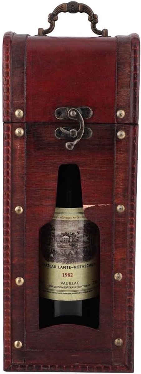 Vintage Houten Wijnopbergdoos met Handvat, Retro Design voor Wijnliefhebbers en Antieke Verpakking voor Wijnkelder, Perfect voor Cadeaus en Decoratie