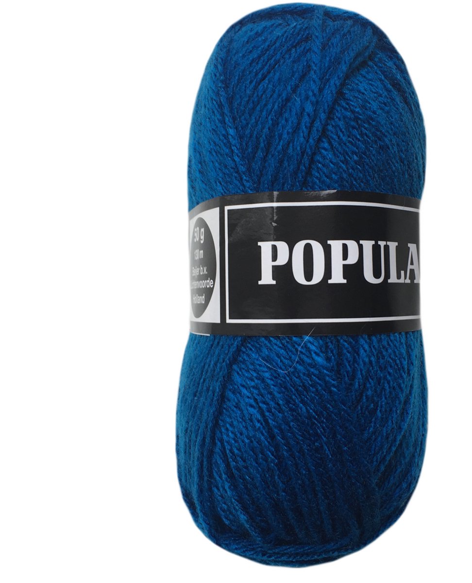 Beijer Populair acryl garen - jeans blauw (25) - 1 bol haakgaren/breigaren - naald 3,5 a 4mm