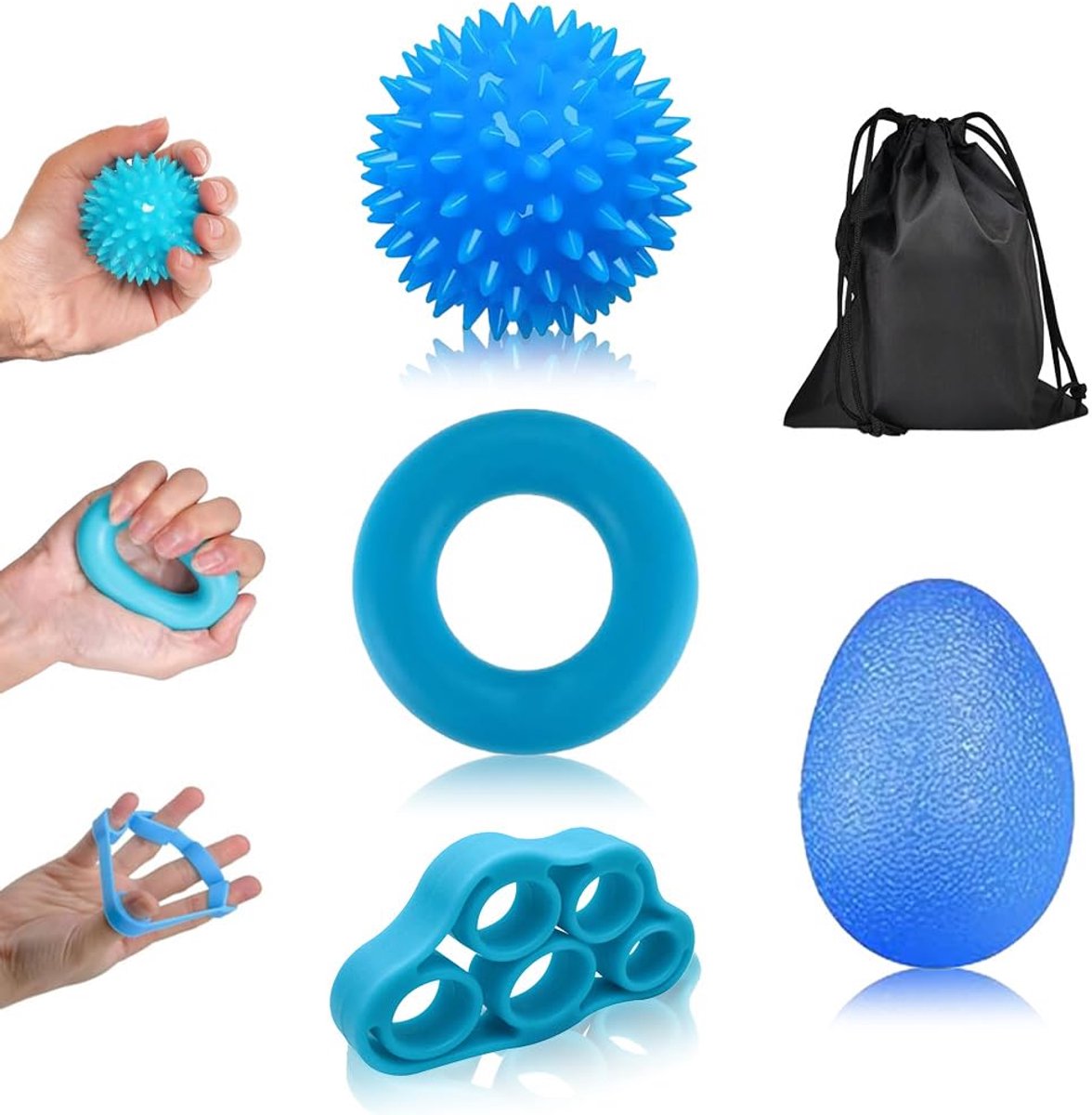 Vinger- en Handtrainer Ballen Set - Voor Vingerkracht Training - Blauw