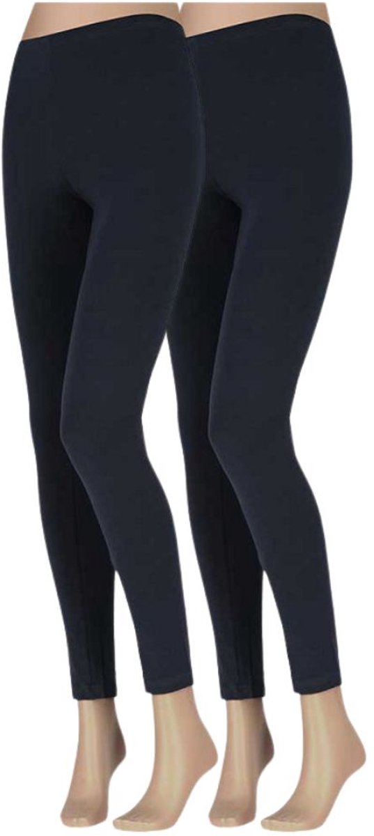 Morethansocks - Legging dames - Basic - 2-Pack - Maat S t/m XXXL - legging dames katoen - dames legging - legging dames volwassenen