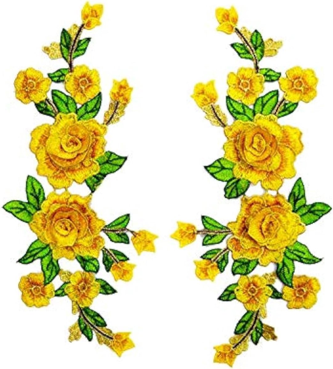 2-delige borduurstoffen stickers met roze bloemen en multicolor bloemenpatroon voor kostuums en kledingaccessoires, handgemaakte corsage-patches