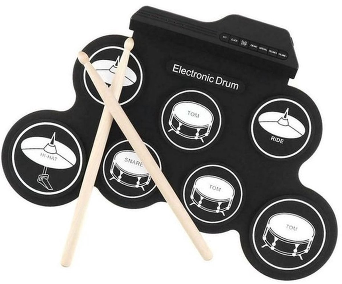 - USB Roll-up Drum Oefenpad - Elektronisch Drumstel - Voor thuis en oefening - Siliconen - Inclusief 8 demo-nummers - Geschikt voor alle niveaus