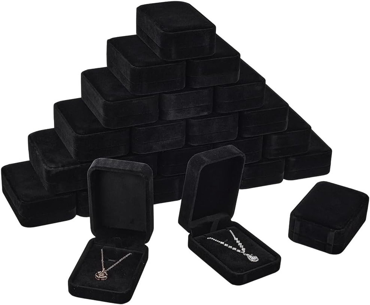 Fluwelen sieraden geschenkdozen in zwart, 30 stuks voor oorbellen, bruiloften, verlovingen en speciale gelegenheden