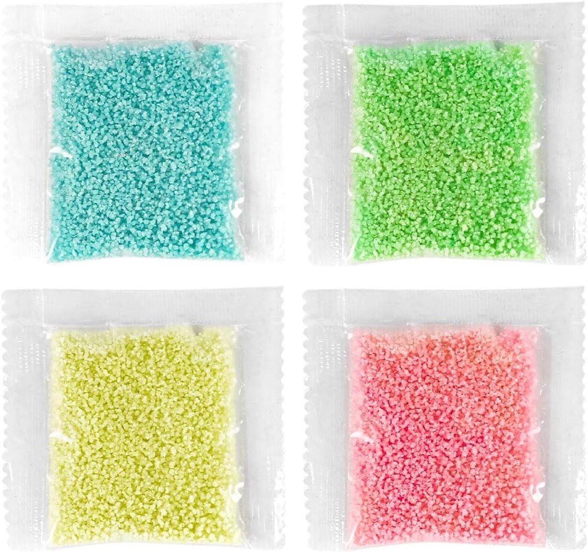 Herbruikbaar Luminous Zand voor Aquariums - Decoratieve Grind voor Thuis en Sprookjesachtige Tuin, 4 Zakjes van 10g, Ideaal voor DIY Projecten en Wensflessen