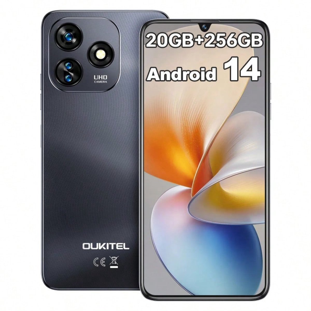 OUKITEL C51 Smartphone 20GB RAM-256GB ROM-6.8 inch HD-5150mAh batterij-Android14-4G