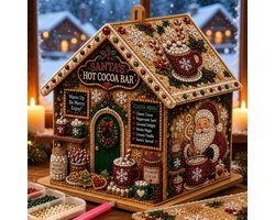 3D Houten Kersthuis Diamond Art Kit voor Volwassenen - Kerstman - Beginnersvriendelijk - DIY Diamond Painting - Pearl Art Christmas House - Complete DIY Set - Handgemaakte - voor Cadeaus - voor wand/tafeldecoratie, schoorsteenmantel, kast,kerstboom