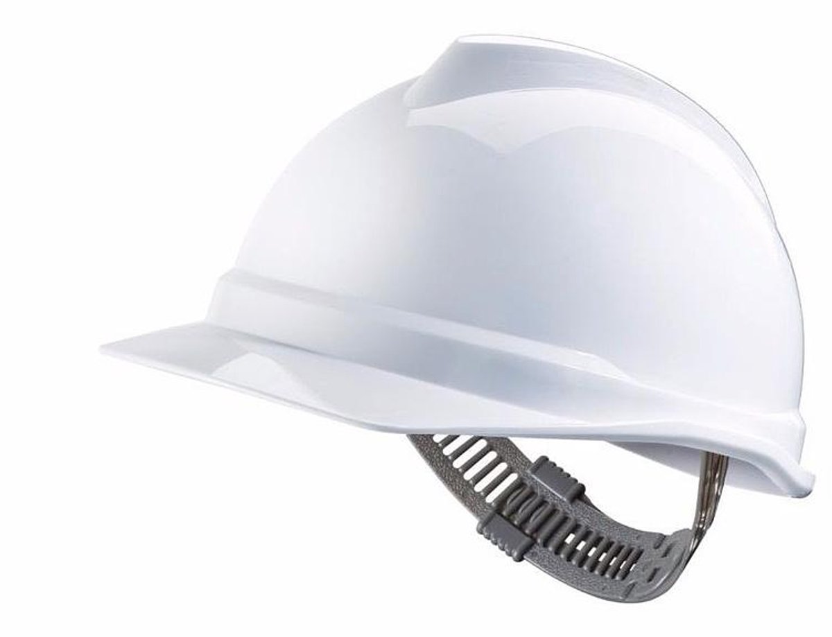 MSA V-Gard 520 Veiligheidshelm Wit - Werk Helm met Push-key Binnenwerk - Bouwhelm Volwassenen - EN397 Gecertificeerd - Niet Geventileerd