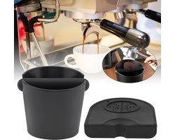 Siliconen koffiedikcontainer + koffiemat - Geschikt voor kantoor en thuis - met verwijderbare stamper en antislipbodem