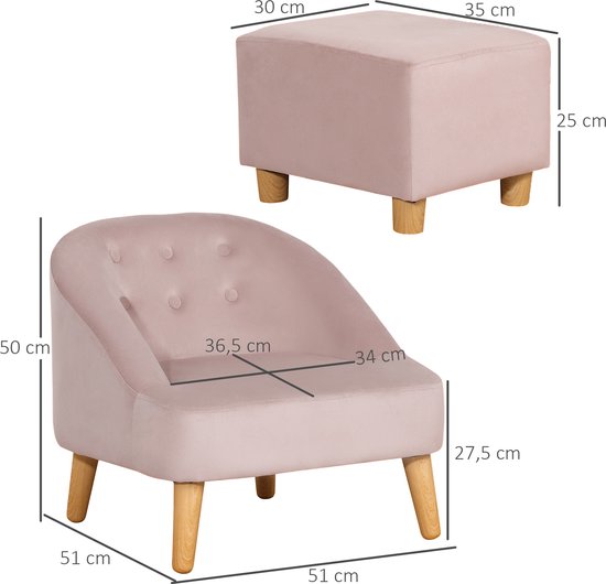 HOMCOM kinderstoel - met voetenbank - sterke bekleding - roze van Merkloos — afbeelding 4