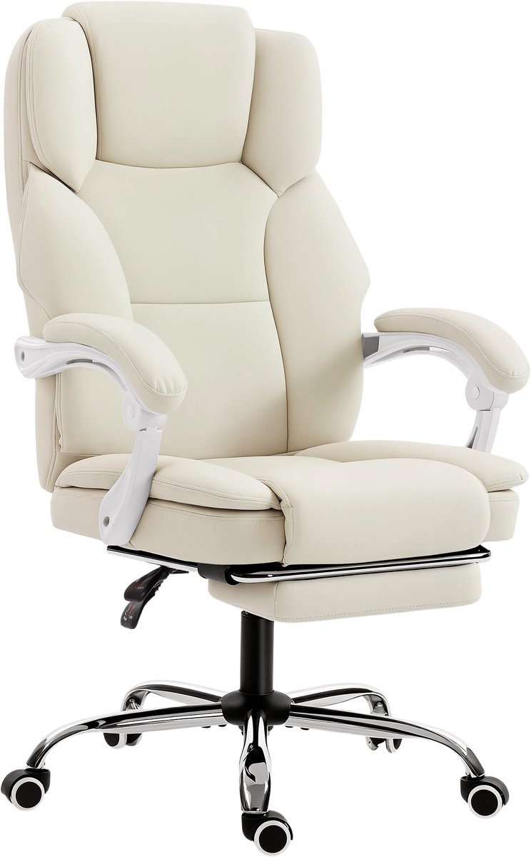 Homcom Office Chair-Huisdiervriendelijk Kunstleer-64L x 73B x 112-120H cm-Beige