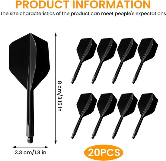 Set van 20 Dart Flights en Schachten - Plastic Dart Accessoires met 2BA Draad, Geschikt voor Dartsport en Competitie — afbeelding 4