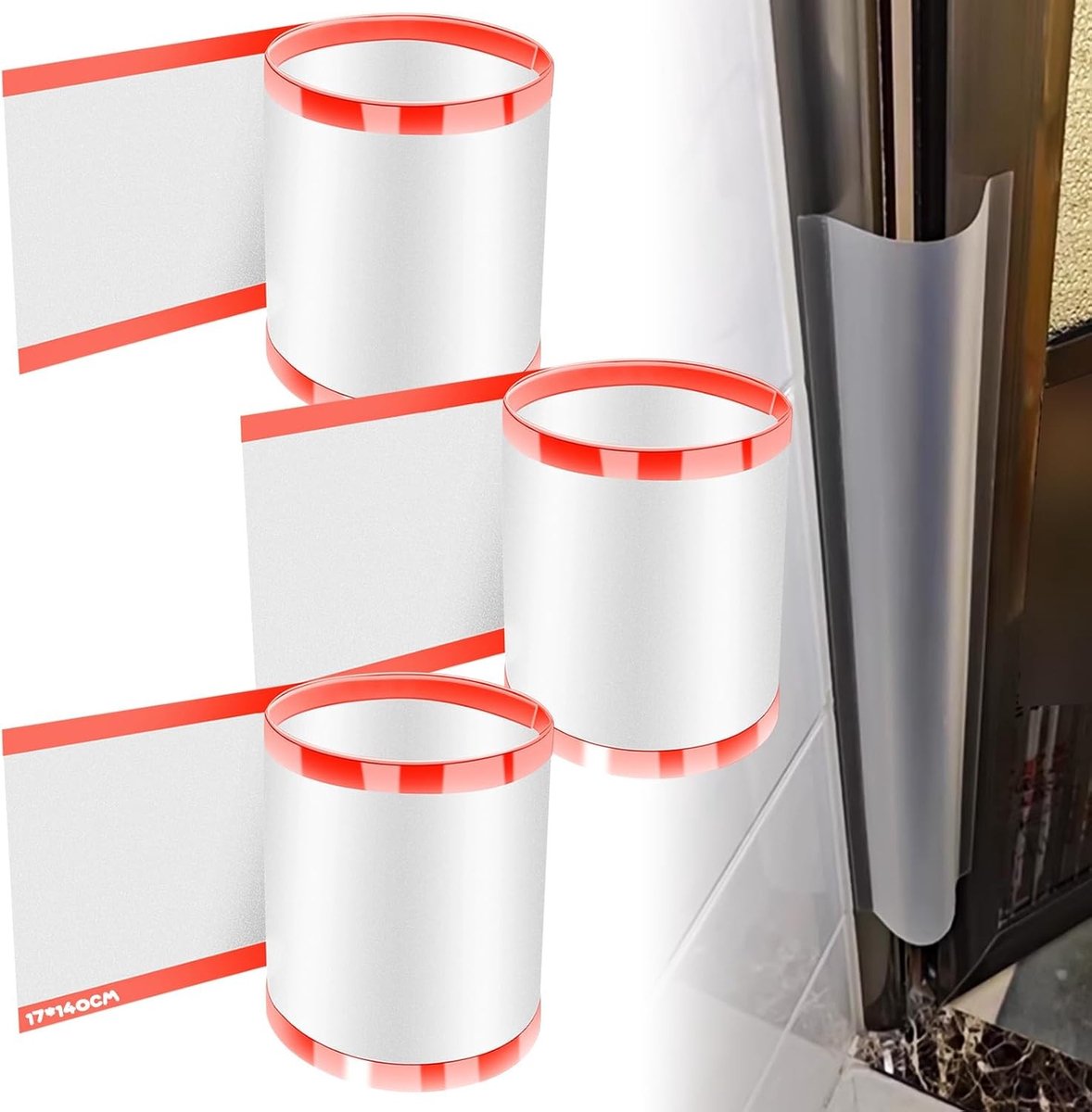 Set van 3 Vingerbeveiligers voor Deuren, Transparant, 17 x 140 cm, Veiligheid voor Kinderen, Bescherming tegen Klemmen, Ideaal voor Kleuterklassen en Slaapkamers