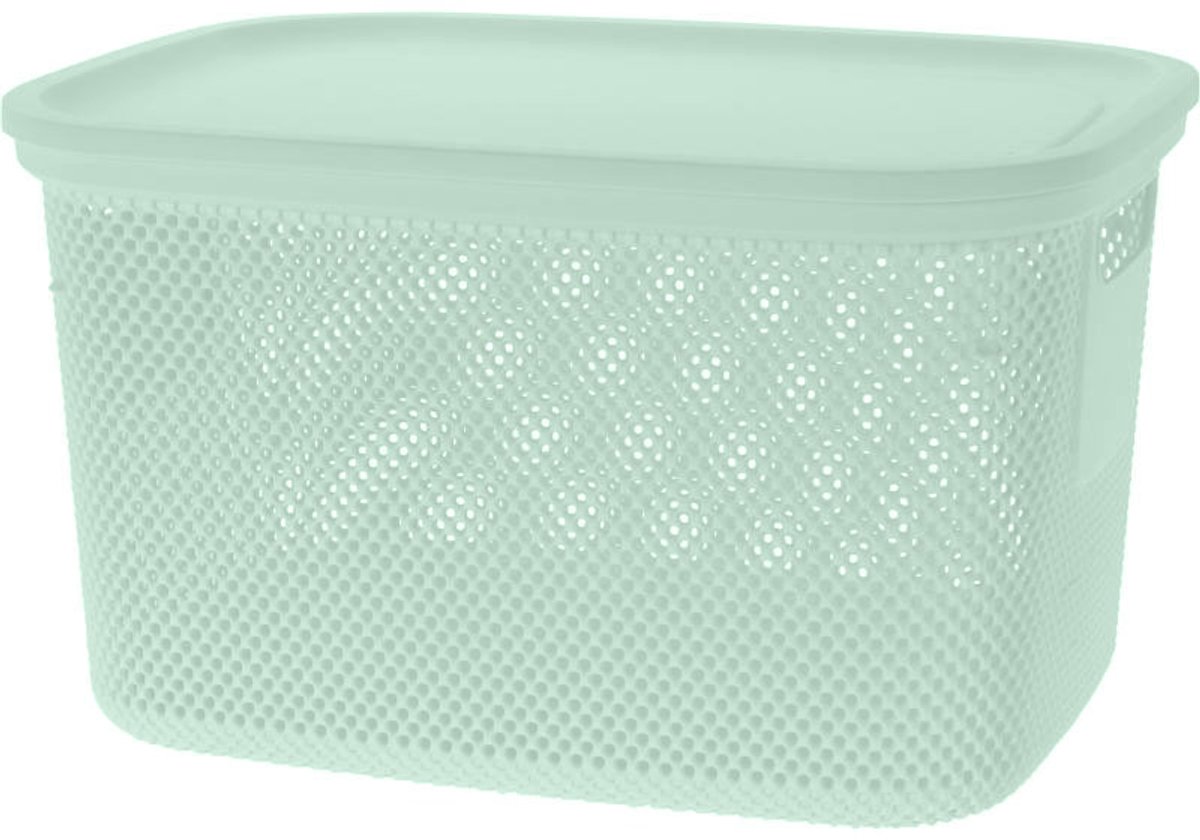 Opbergmand met deksel, 18 l, blauw