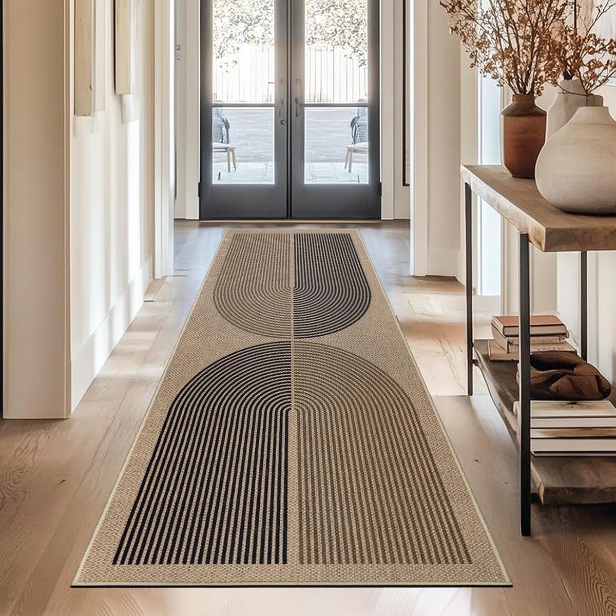 Gangloper - 80 x 200 cm - Jute - Antislip - Machinewasbaar - Zwart en Bruin