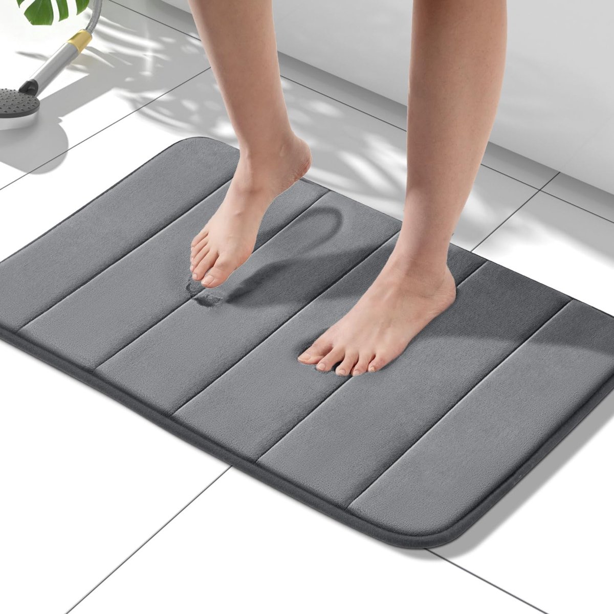 Badmat - 40 x 60 cm - Traagschuim - Antislip - Machinewasbaar - Donkergrijs