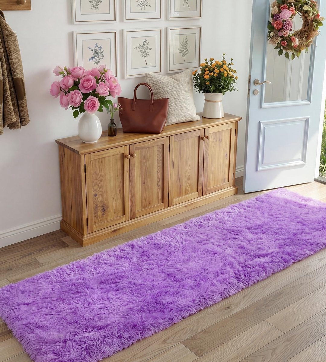 Vloerkleed - 80 x 150 cm - Hoogpolig - Modern - Antislip - Oeko-Tex - Paars