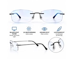 Elegante randloze leesbril +0,5 / glazen met blauwlichtfilter / computerbril +0.5 met harde brillenkoker / bril met UV-bescherming / Aland optiek / STL275