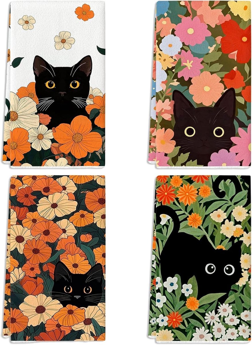 Katten Theedoek Cadeau voor Kattenliefhebbers - Perfect voor Keuken en Dierenfans