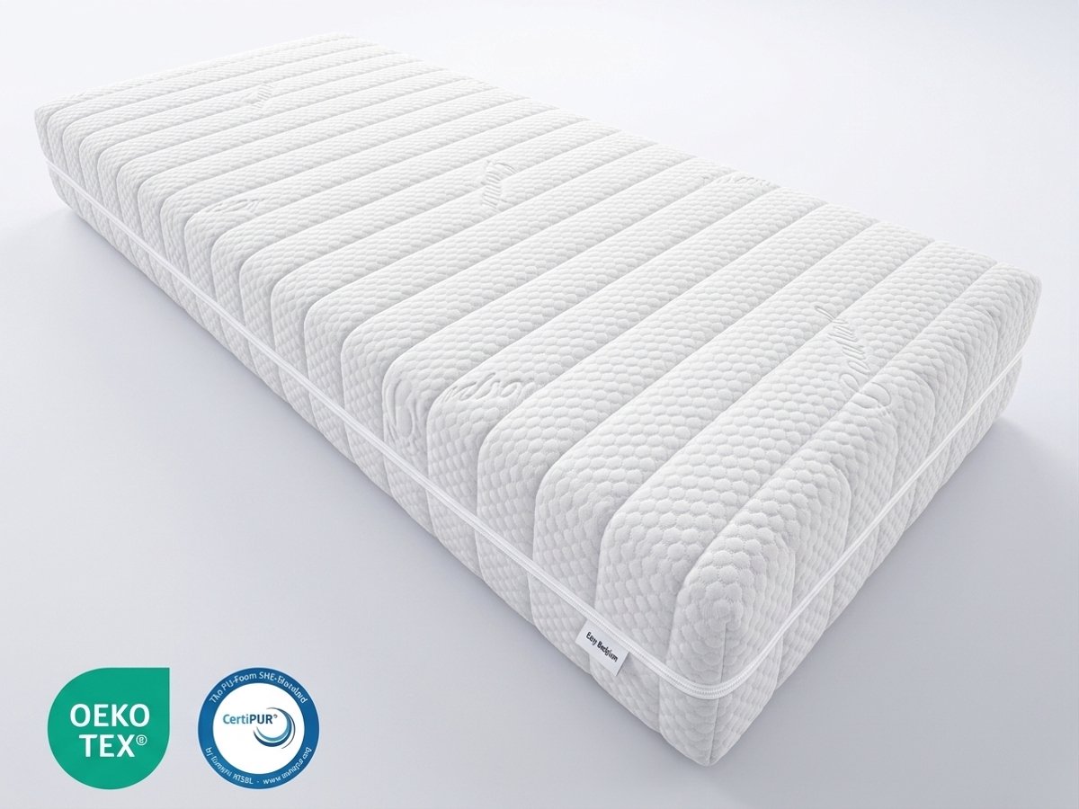 Easy Bedden Koudschuim matras - Bamboe Tencel - 80x200 circa 20 cm| Orthopedisch - Hybrid Koudschuim HR45 - Premium Kwaliteit - Met Afritsbare Hoes - 100% Veilig Wit