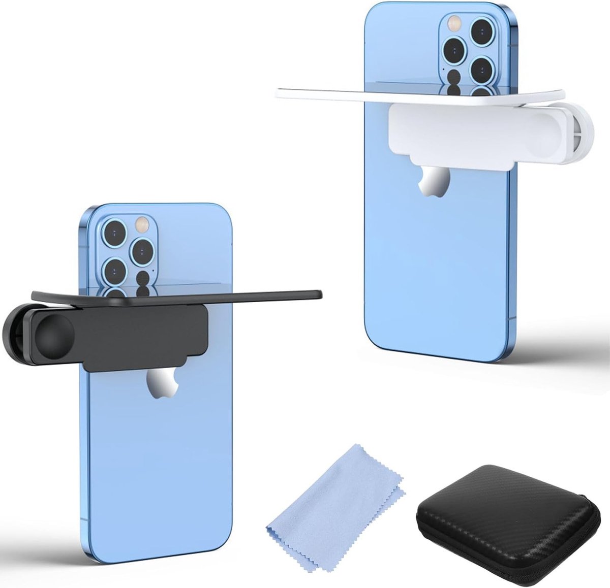 2 Stuks Smartphone Spiegel Reflector Clip Set voor Reisfotografie, Verstelbare HD Glazen Vouwspiegel en Accessoires voor Mobiele Telefoons