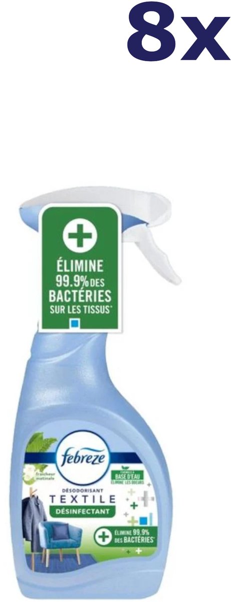 8x Febreze Textiel Desinfecterende Spray - Ochtenddauw 500 ml