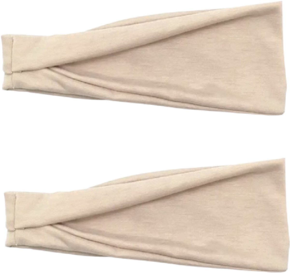 SilverAndCoco® - 2 Brede Haarbanden / Dikke Normale Stoffen Hoofdband Hardlopen / Sport Yoga Boho Diadeem Dames / Elastische Witte Haarband Breed - Gebroken Wit Beige
