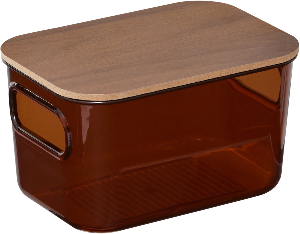 Opbergdoos met deksel van PET en hout