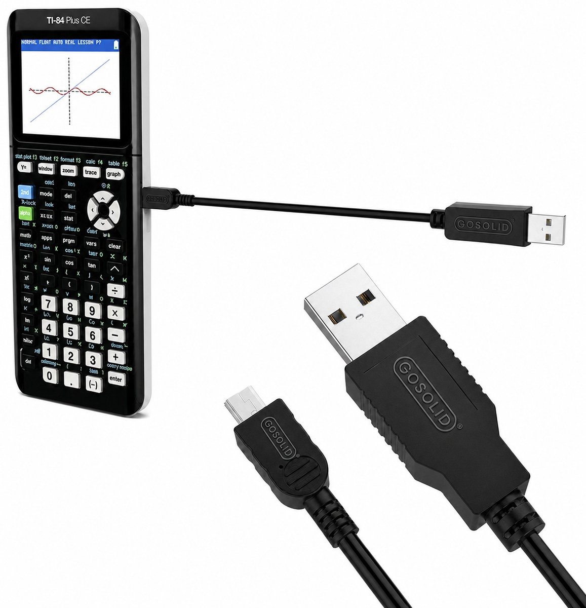 GO SOLID! kabel 1m geschikt voor Texas Instruments TI-84 Plus Rekenmachine
