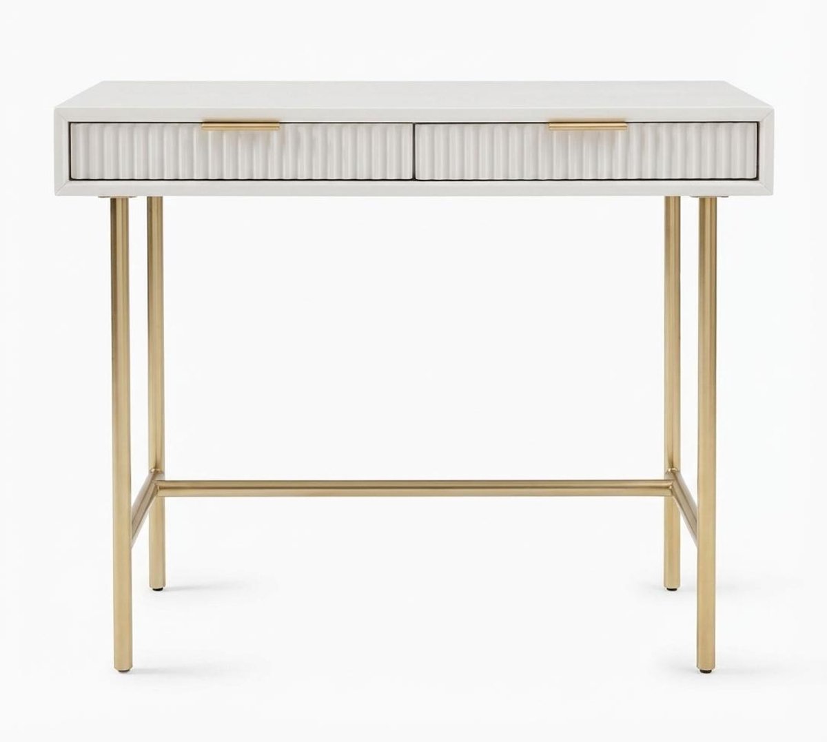 Triumpunpre Bureau Voor Thuiswerk - Compact Schrijftafel Met 2 Lades - Stevig Metalen Frame - Geschikt Voor Thuiskantoor - Slaapkamer En Kleine Ruimtes Wit