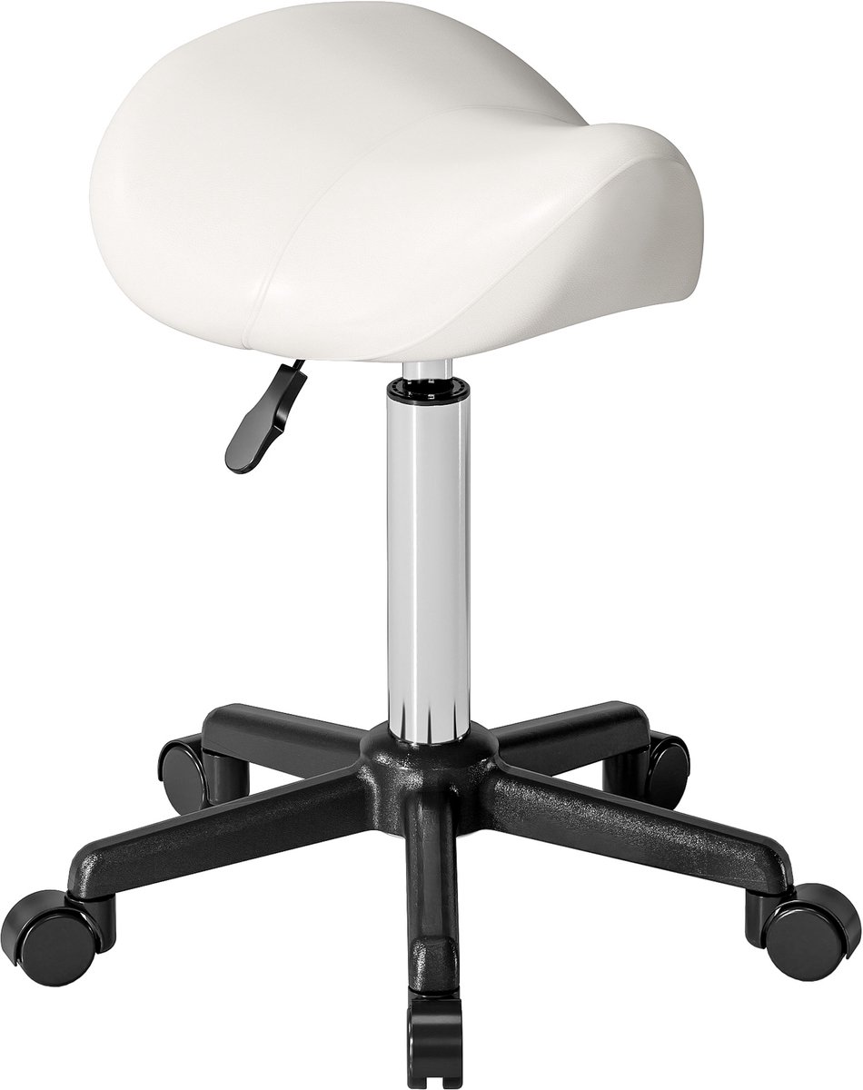 Zadelstoel - ergonomische zadelkruk zonder rugleuning - kruk met wieltjes - in hoogte verstelbaar - 360° draaibare kruk - zwart