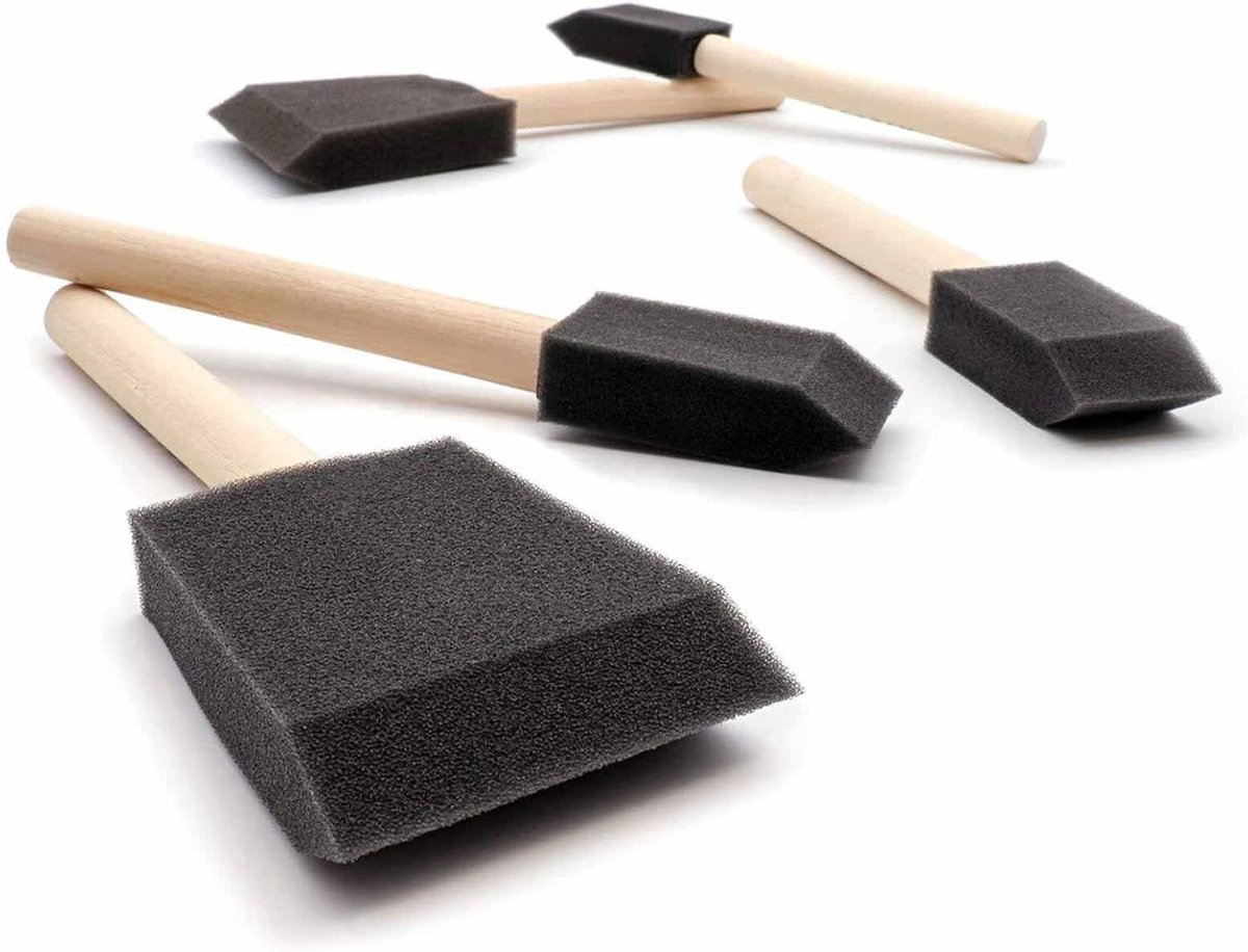 Kwasten set van polyfoam - ideaal voor olie, verf, vernis, lijm, knutselen en schoonmaken