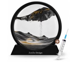 ZoeZo Zandkunst in Glas - Zandloper - Bewegende Zand Schilderij - Sand Art - Zwart