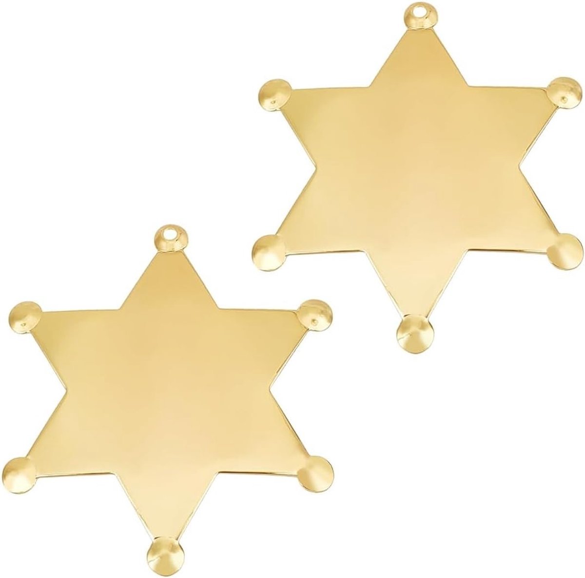 Set van 1 paar metalen sheriff badges, hexagonale ster broches voor cowboy kostuums, accessoires voor hoeden en jassen