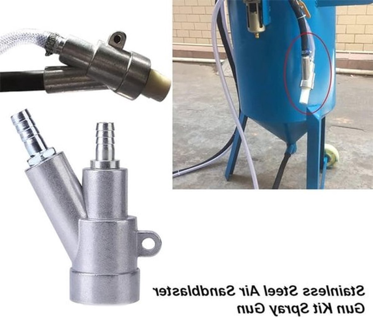 Lucht zandstraalapparaat van aluminiumlegering voor het verwijderen van roest en verf, inclusief accessoires