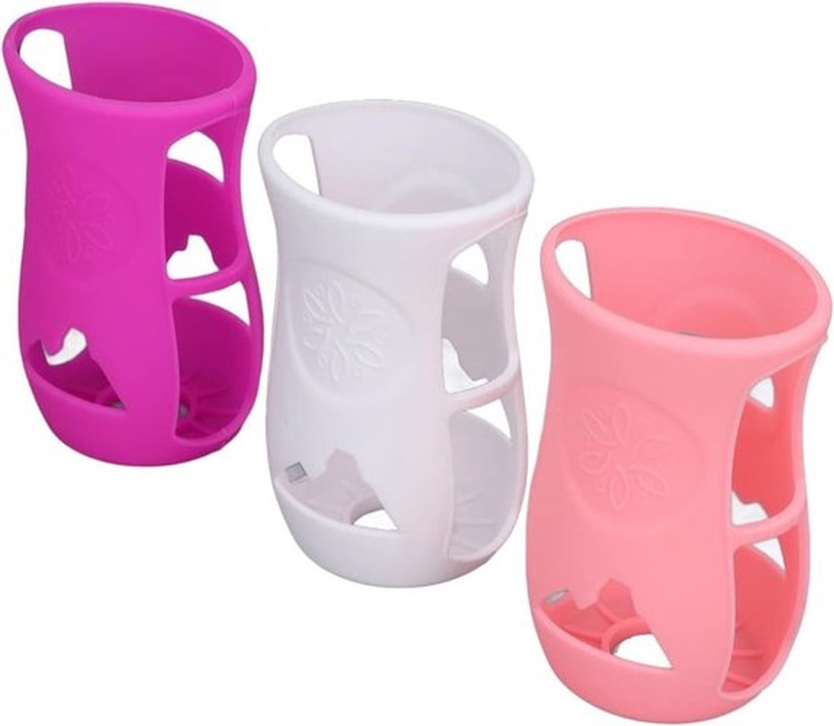 Glazen babyflessen siliconen hoes 240 ml - onbreekbare flesafdekking - isoleerwarmers - schattig ontwerp - 8 Oz-serie - vervormingsbestendig - wit roze paars - baby - voeding - handig in gebruik