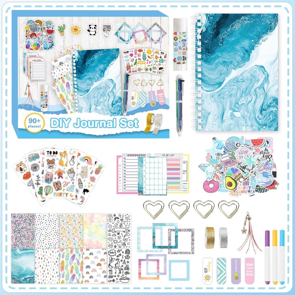 Complete Scrapbooking Kit met 153 Stukken voor DIY Journal en Creatieve Projecten, Inclusief Diverse Materialen en Accessoires